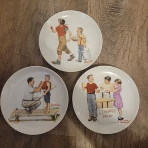 Norman Rockwell Collector Plates Set Of 3. Each Is 6.5". VINTAGE